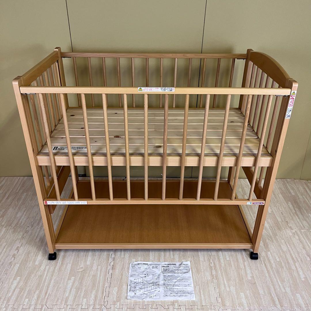 ☆除菌清掃済☆　超美品　日本製　サワベビー　ハイタイプ　すのこ床板　3面スライド