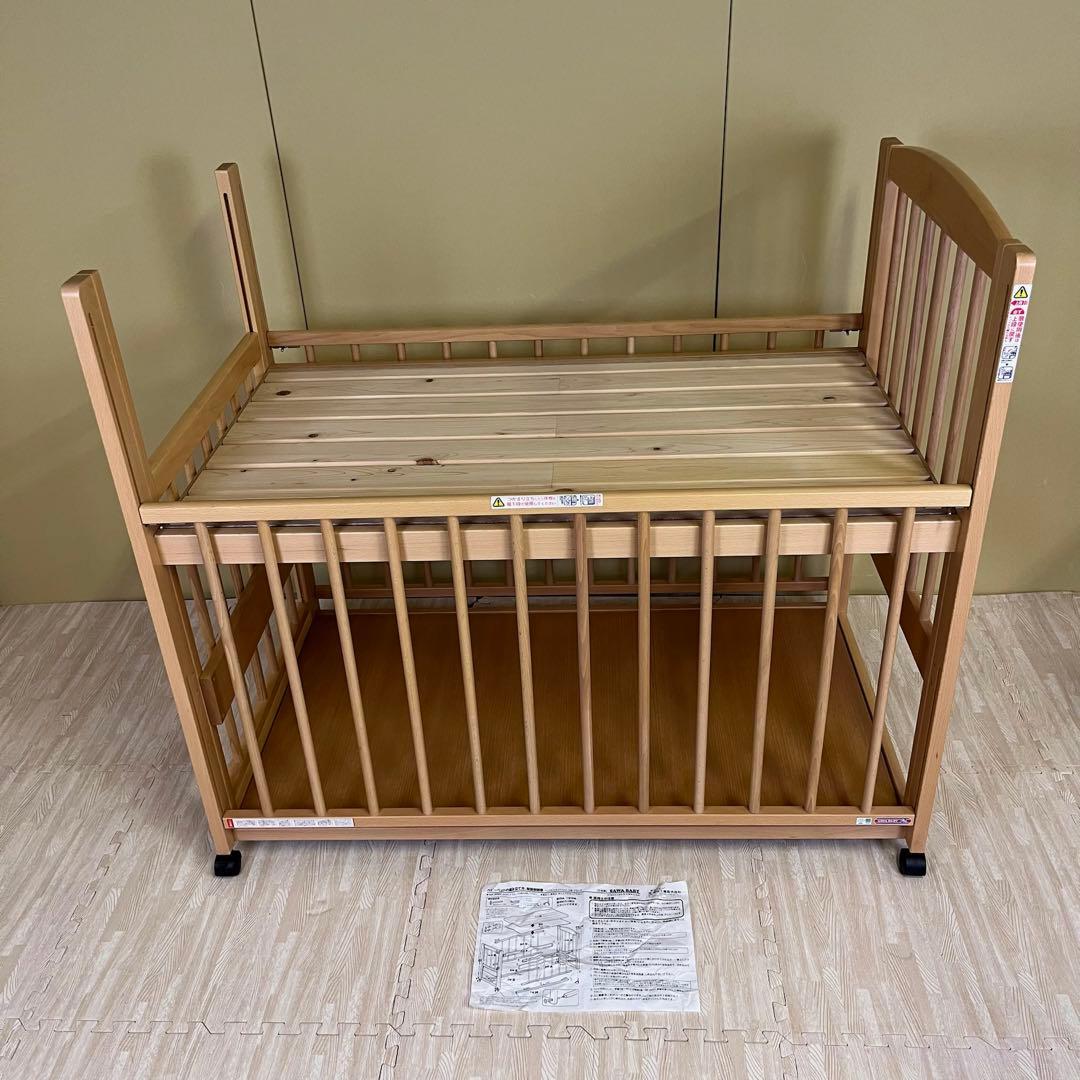 ☆除菌清掃済☆　超美品　日本製　サワベビー　ハイタイプ　すのこ床板　3面スライド