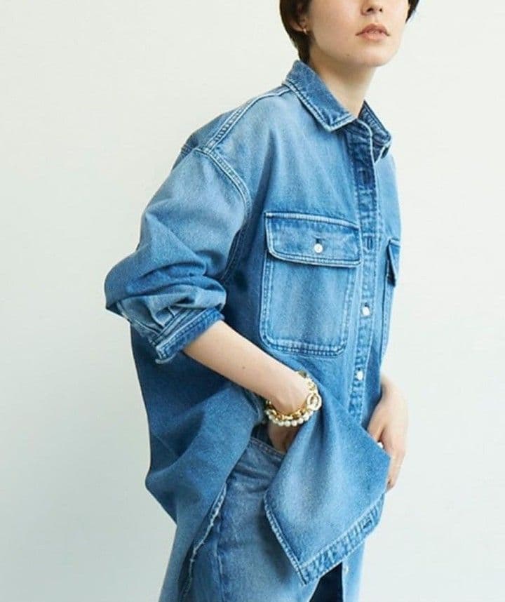 美品 ガリャルダガランテ 洗える デニムオーバーシャツ ジャケット ブルー系