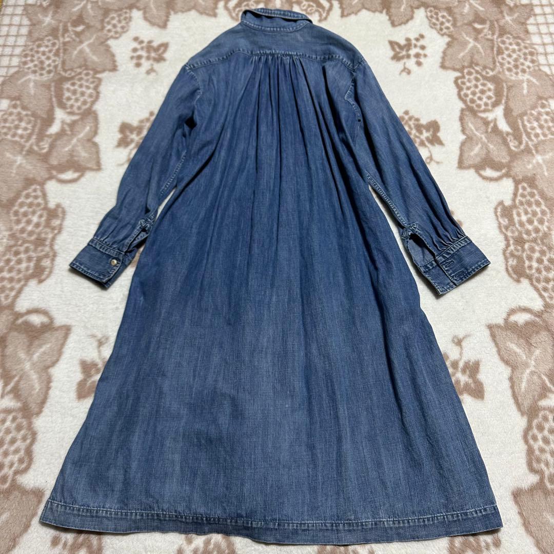 45R デニム ワンピース ピンタックR刺繍 インディゴ ティアード 藍染め 1