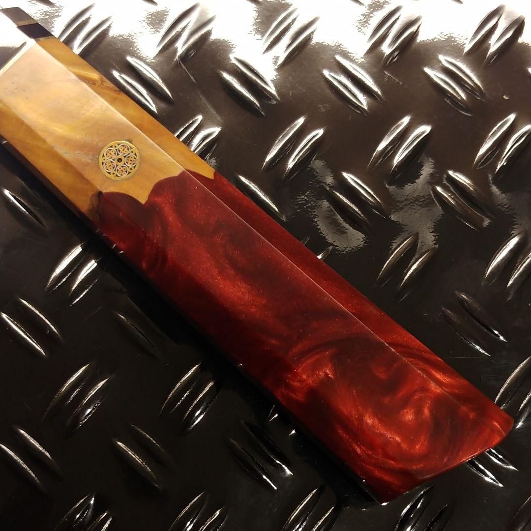 プレゼント付き　V金10号　ダマスカス包丁　ワインレッド柄　剣型　牛刀　三徳