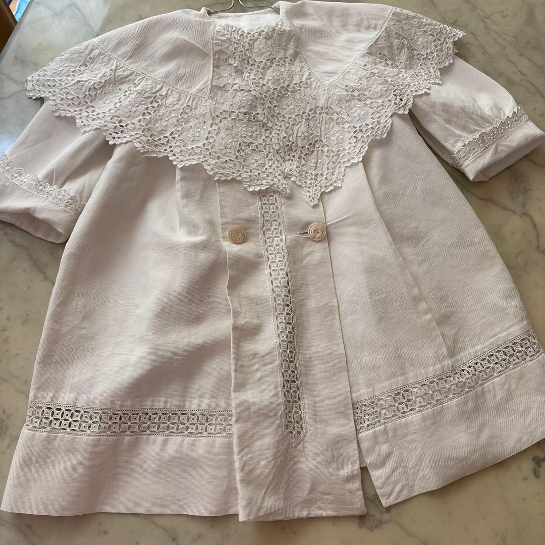 フランス　アンティーク　ベビードレス　ベビーケープ　ベビーコート　ドールドレス