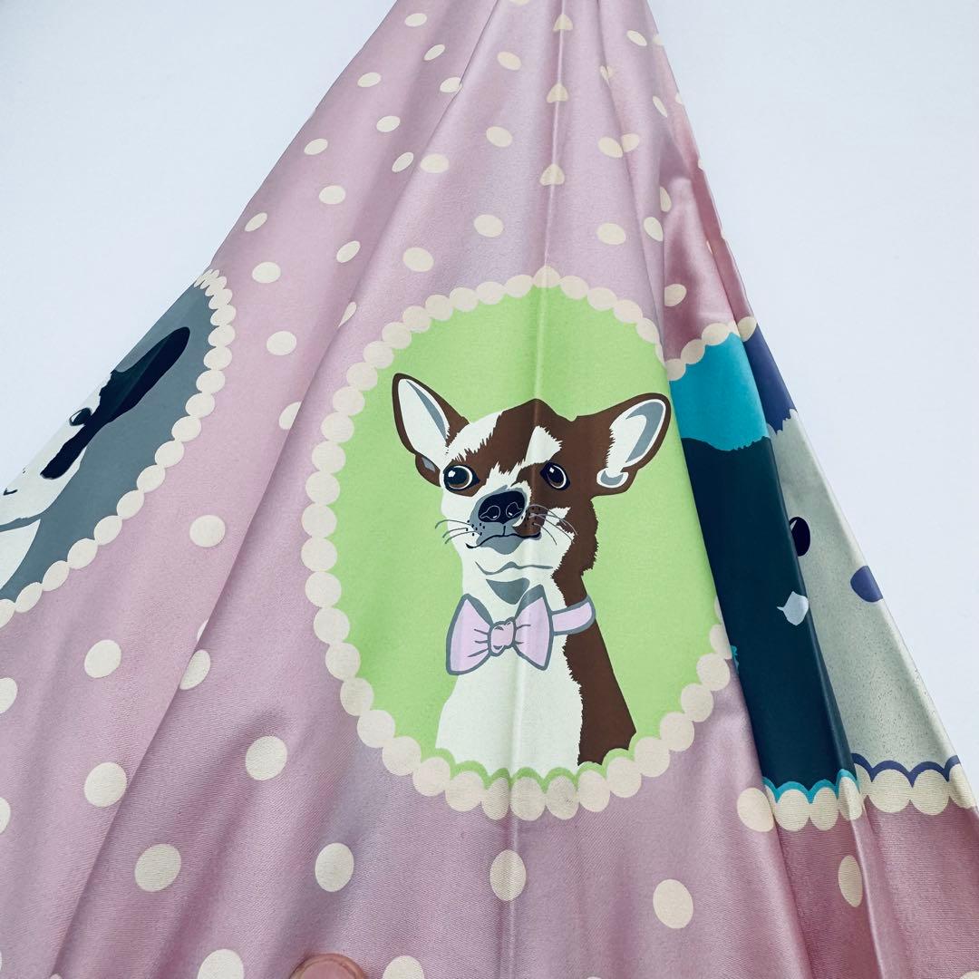 【未使用】LADUREE　ラデュレ　長傘　雨傘 ドット フレンチブルドッグ