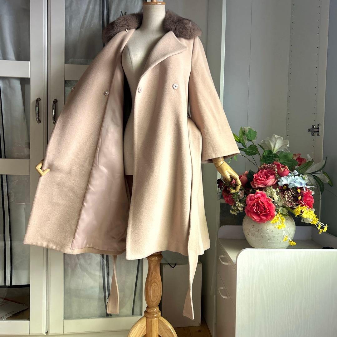 美品　マイストラーダ　上質アンゴラ混　フォックスファー　着心地良いロングコート