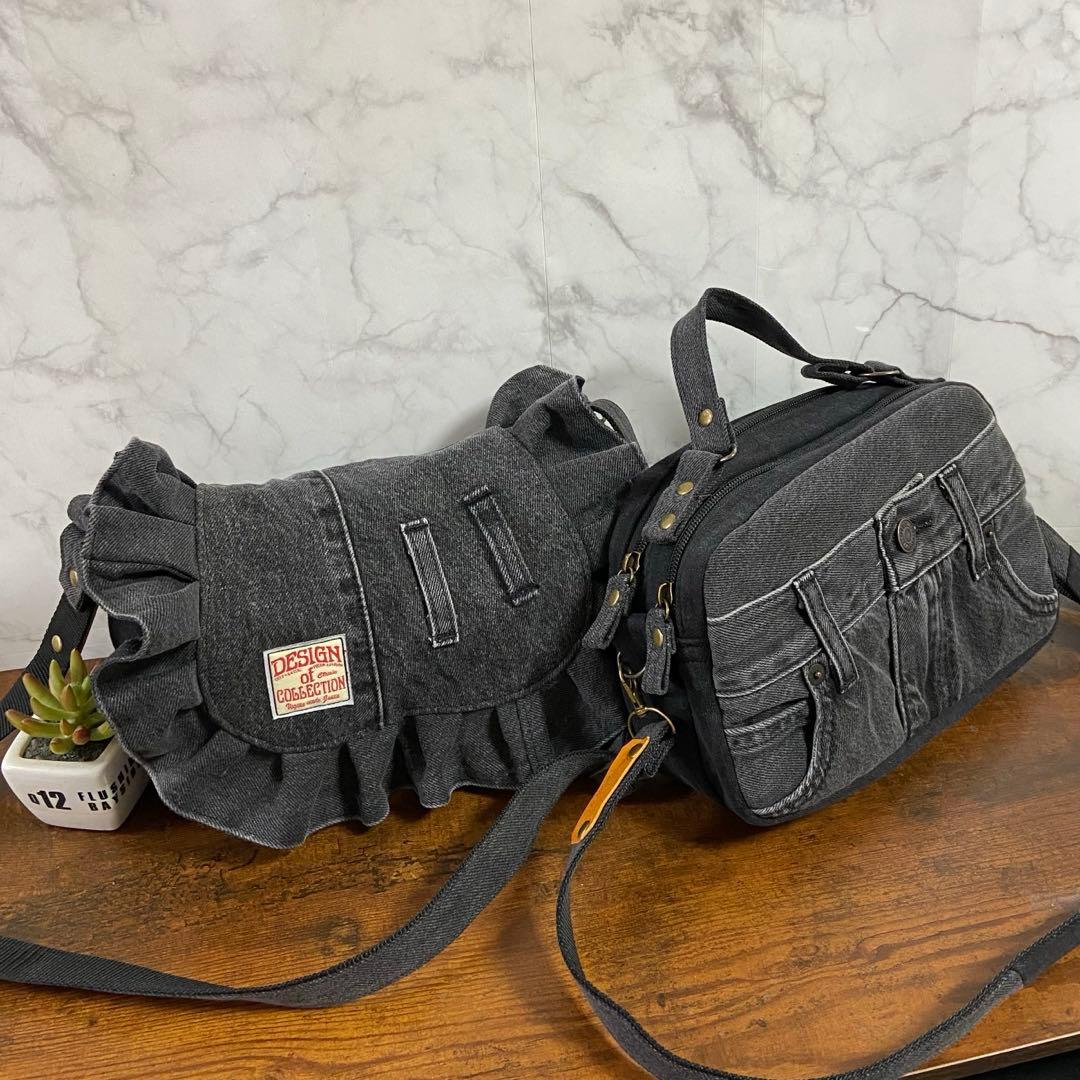 専用*No.22 デニムリメイク【お財布付きバッグ・ダブルZIPバッグ】