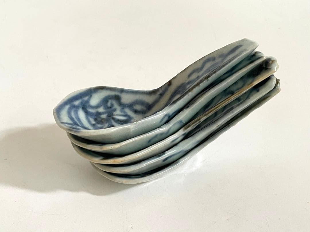 骨董　アンティーク　青花　蓮華　染付　清朝　れんげ　レンゲ　スプーン　スッカラ