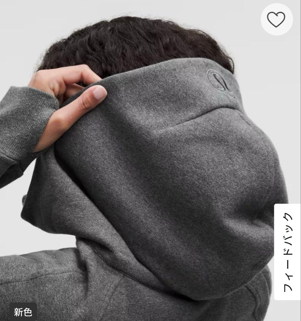 ルルレモン✴︎グレー フルジップ フード付き クロップドパーカー