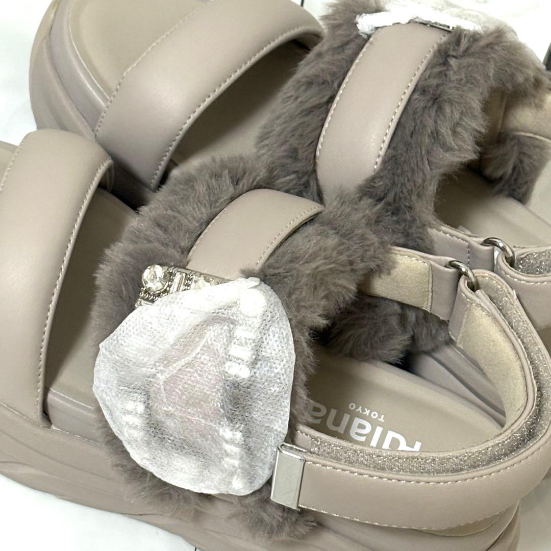 未使用品◆＋diana ビジューバックル付き フットベットサンダル