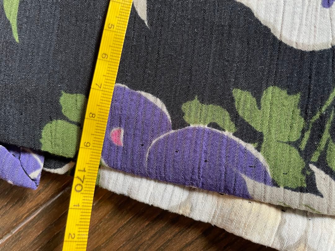 美品★ふりふ　浴衣　夏着物　花柄　芙蓉？