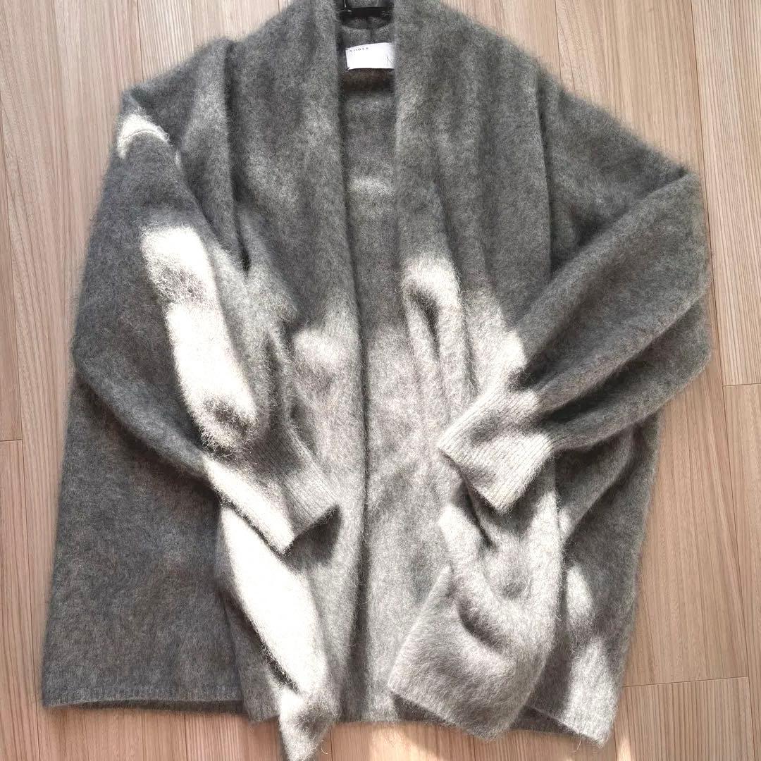 M*様 NOBLE ファーニットパフカーディガン　グレー