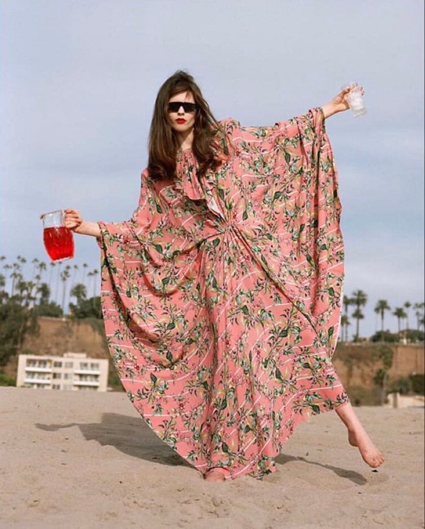 【VETEMENTS】PINK Floral ノースリーブ ワンピース