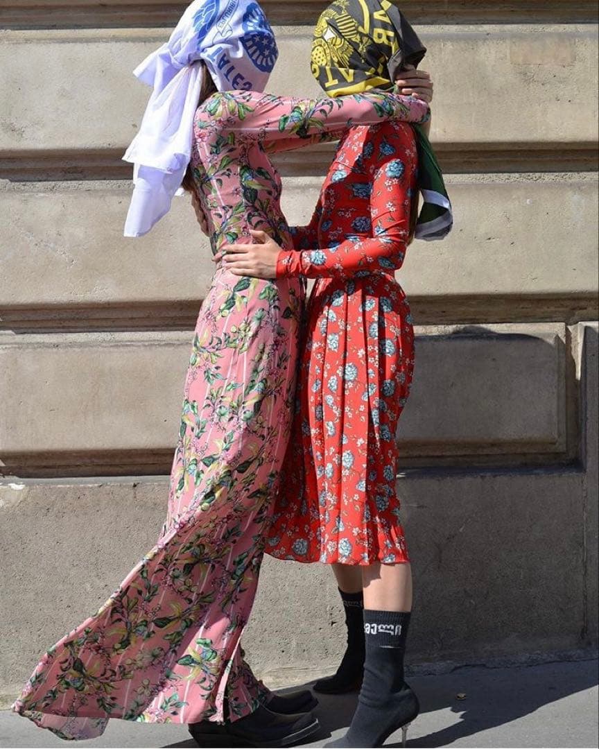 【VETEMENTS】PINK Floral ノースリーブ ワンピース