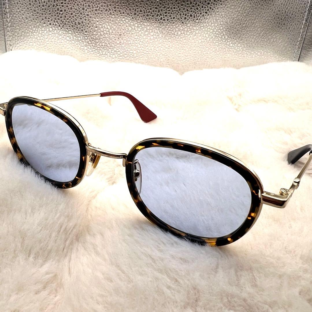 美品✨GUCCI インターロッキングG サングラス 金×青