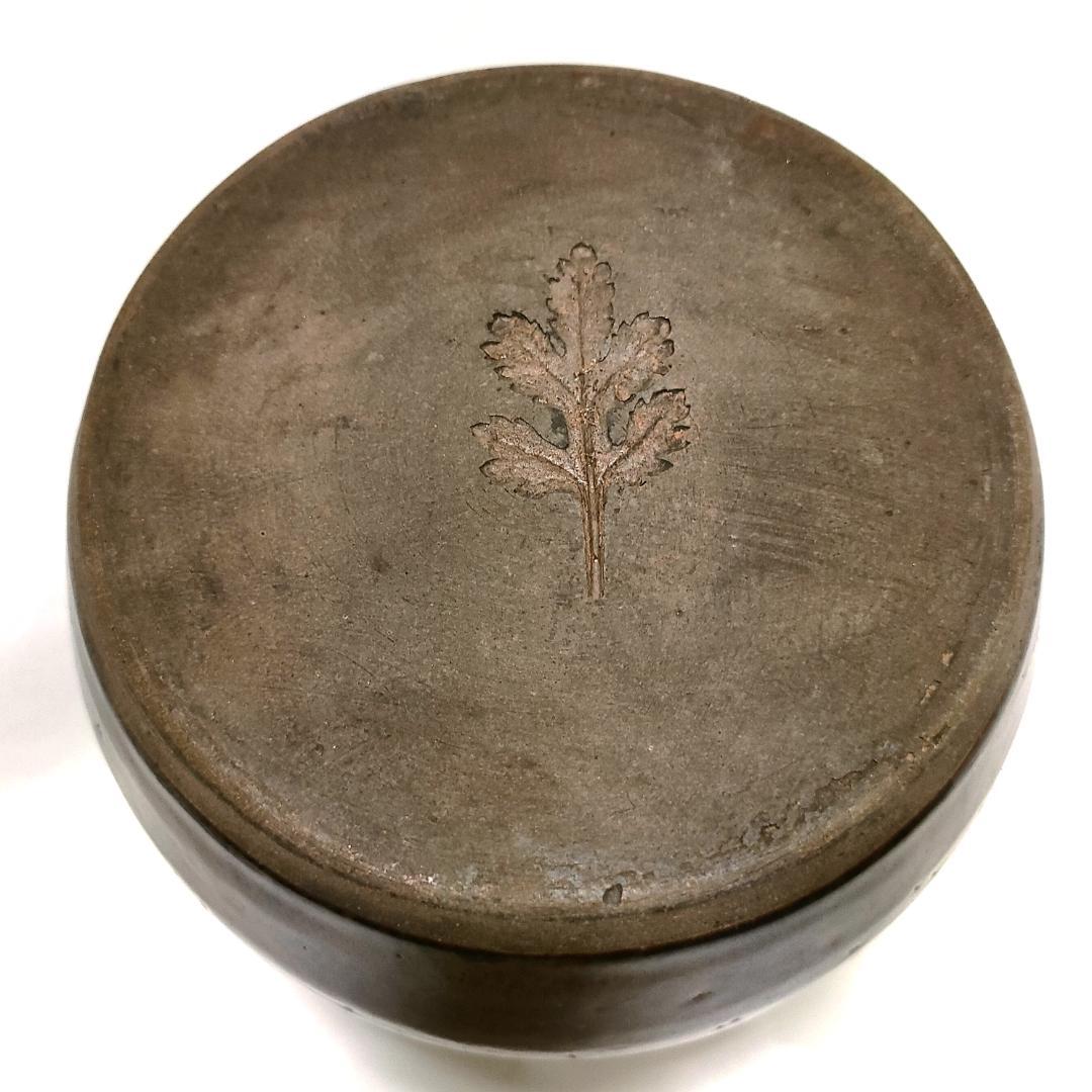 徳利型置物 古丹波焼 黒の墨流し Ad-215