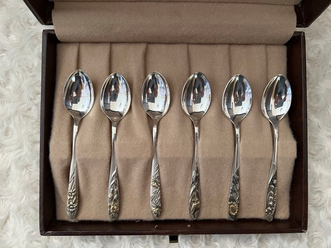 シルバー　カトラリーセット　SILVER 950 スプーンセット　部分金仕上げ