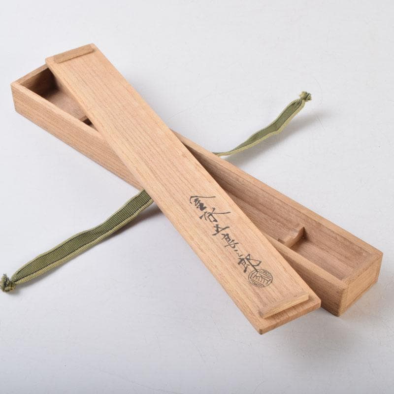 茶道具　金屋　金谷五郎三郎作　銅製　銀象嵌鶴頭火箸　共袋共箱　V　8571