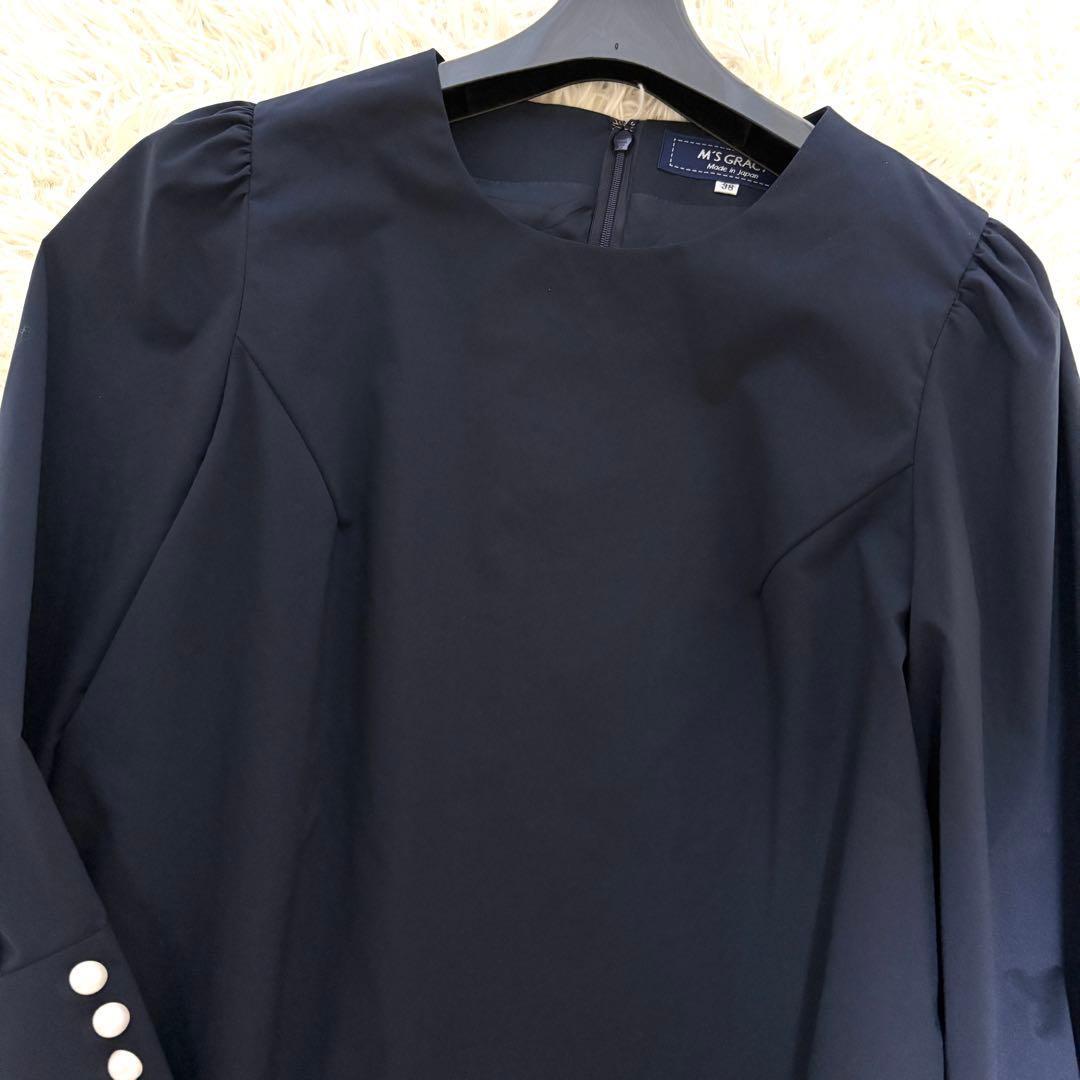 【美品】バックリボン　エムズグレイシー　ワンピース　パール　ティアード　22年