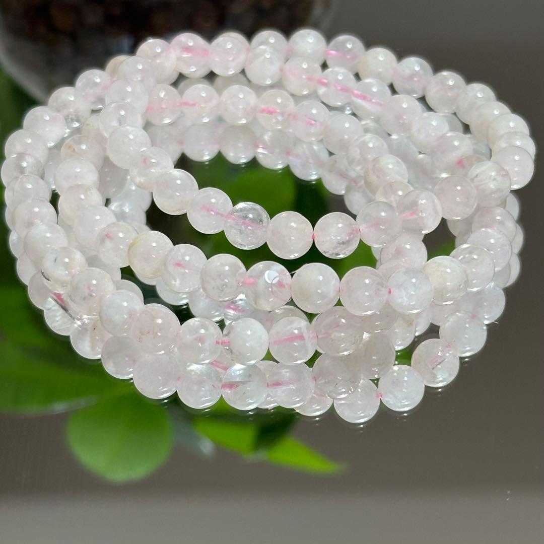 激レア 高品質 希少 スノー ガーデンクォーツ 3連 ブレスレット 透明度高