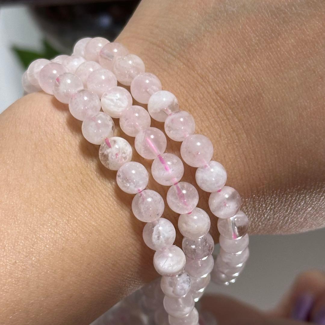 激レア 高品質 希少 スノー ガーデンクォーツ 3連 ブレスレット 透明度高