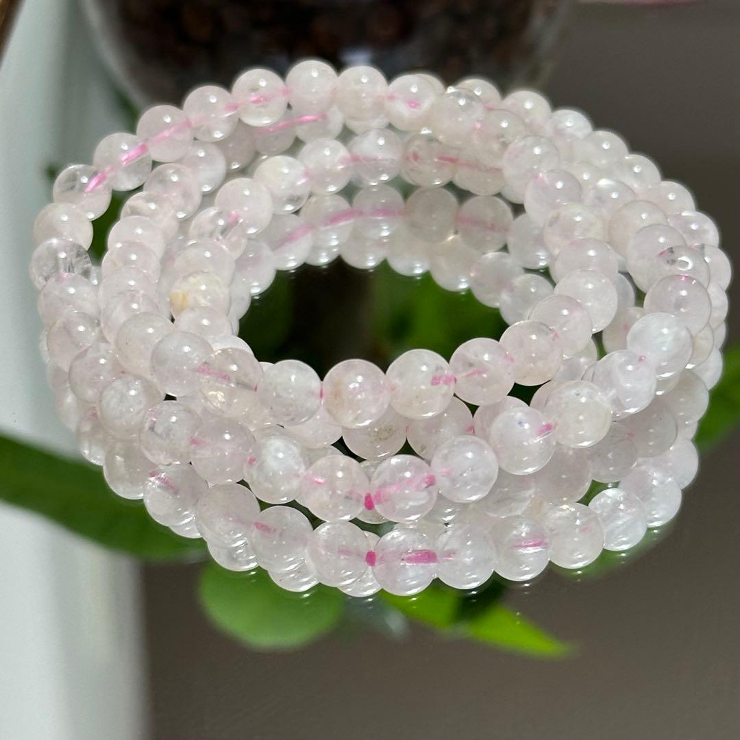 激レア 高品質 希少 スノー ガーデンクォーツ 3連 ブレスレット 透明度高