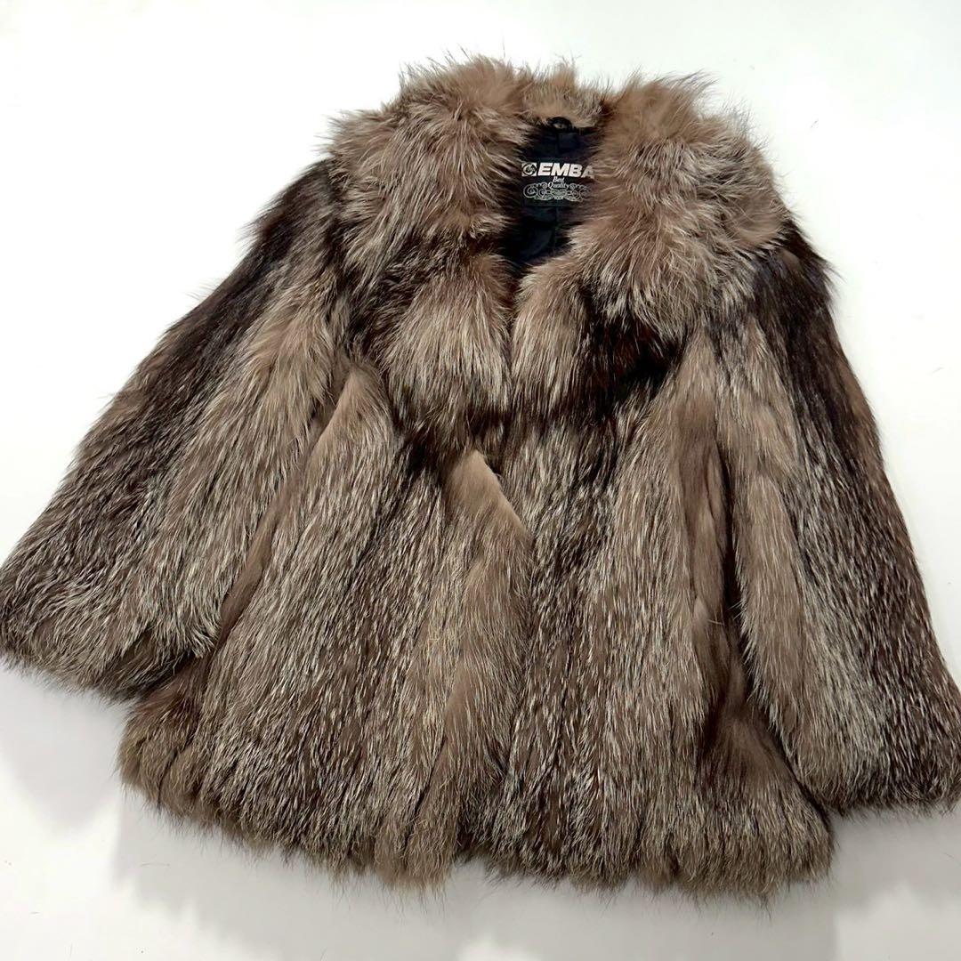 EMBA エンバ シルバーフォックス ファーコート 毛皮 ブラウン