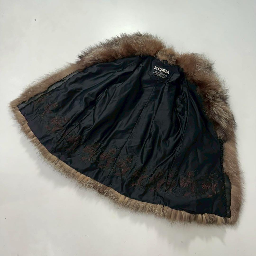 EMBA エンバ シルバーフォックス ファーコート 毛皮 ブラウン