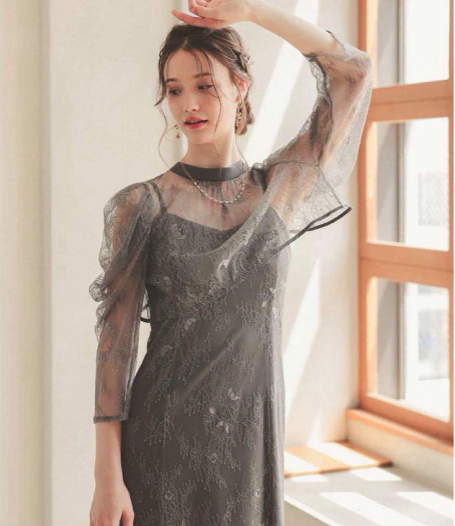 8★新品タグ付き★ドリードール　ボレロレイヤーレースドレ　グレー　L