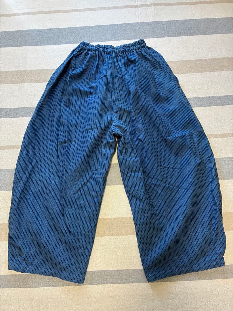 UZUIRO 一本刺し子 バルーンパンツ/ブルー/三河木綿 刺し子織