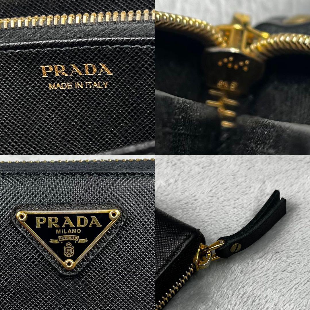 Prada プラダ ラウンドファスナー 長財布 ブラック 黒 三角ロゴ