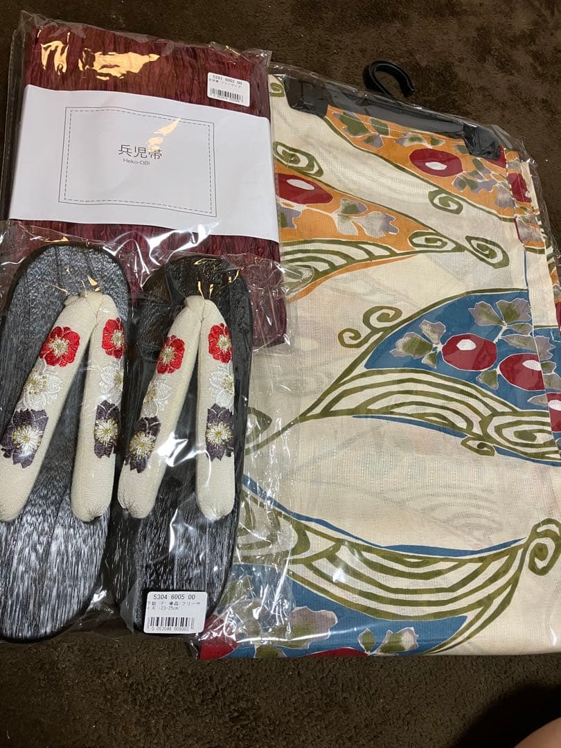 【utatane】浴衣+帯+下駄セット　新品未使用品ニコアンティーク