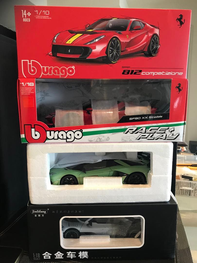 ミニカー4台、Ferrari812/SF90XX, AMG one, SVJ64