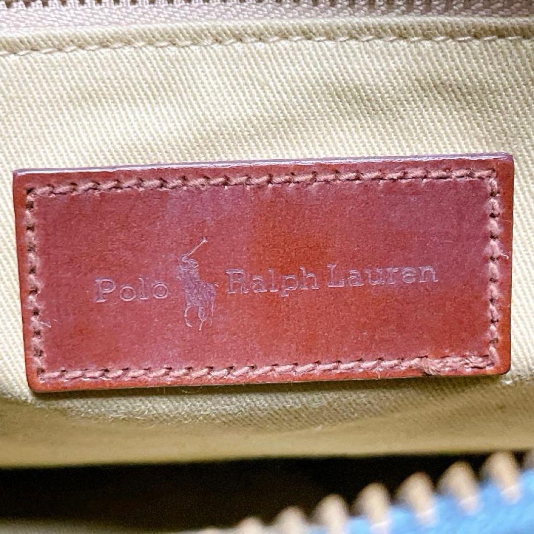 ポロラルフローレン ミニボストンバッグ PVC ブラックウォッチ ブラシ付