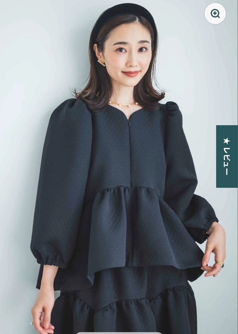 bitnabi ハートカッティングキルティング長袖トップス ブラック