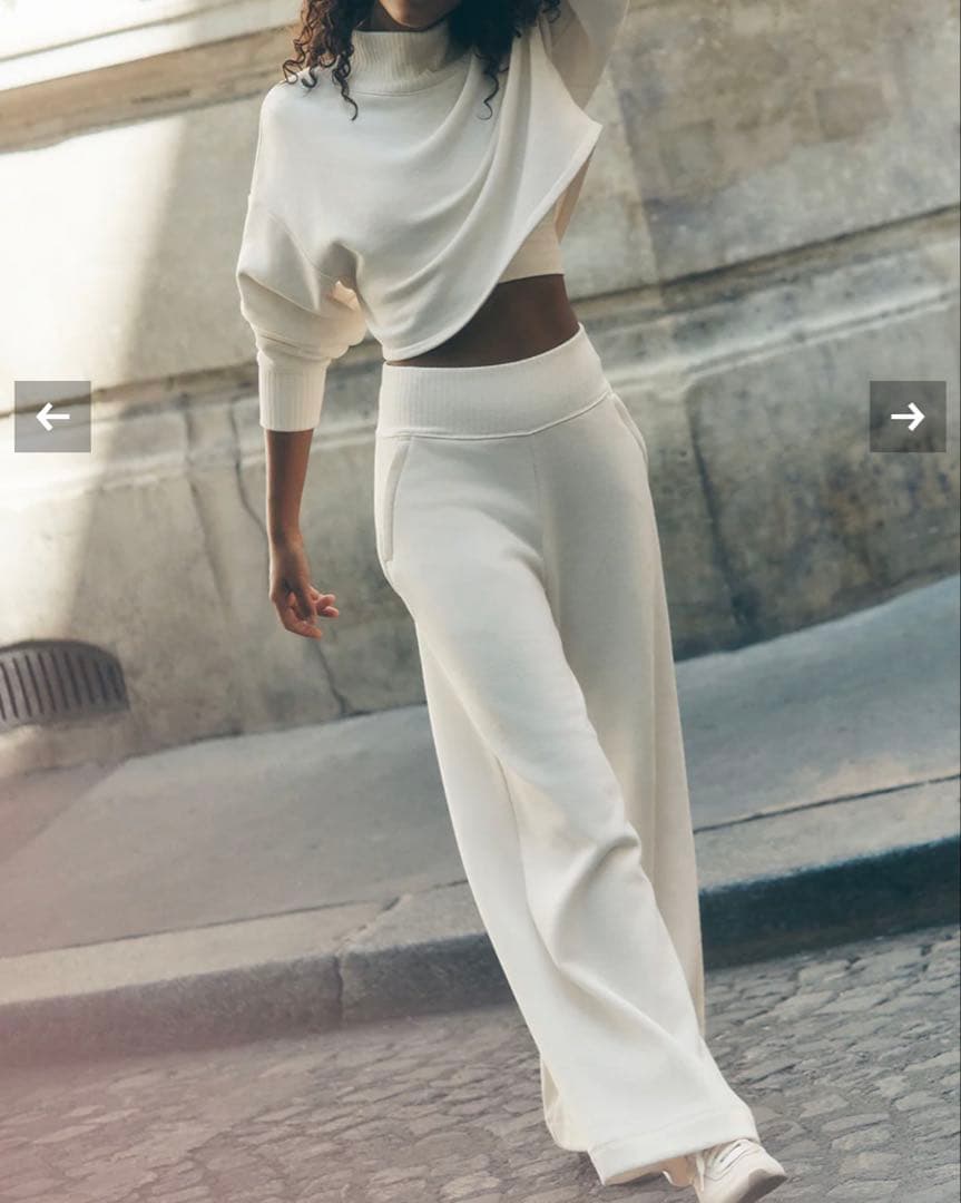 alo セレニティ ワイドレッグ スウェットパンツ アイボリー