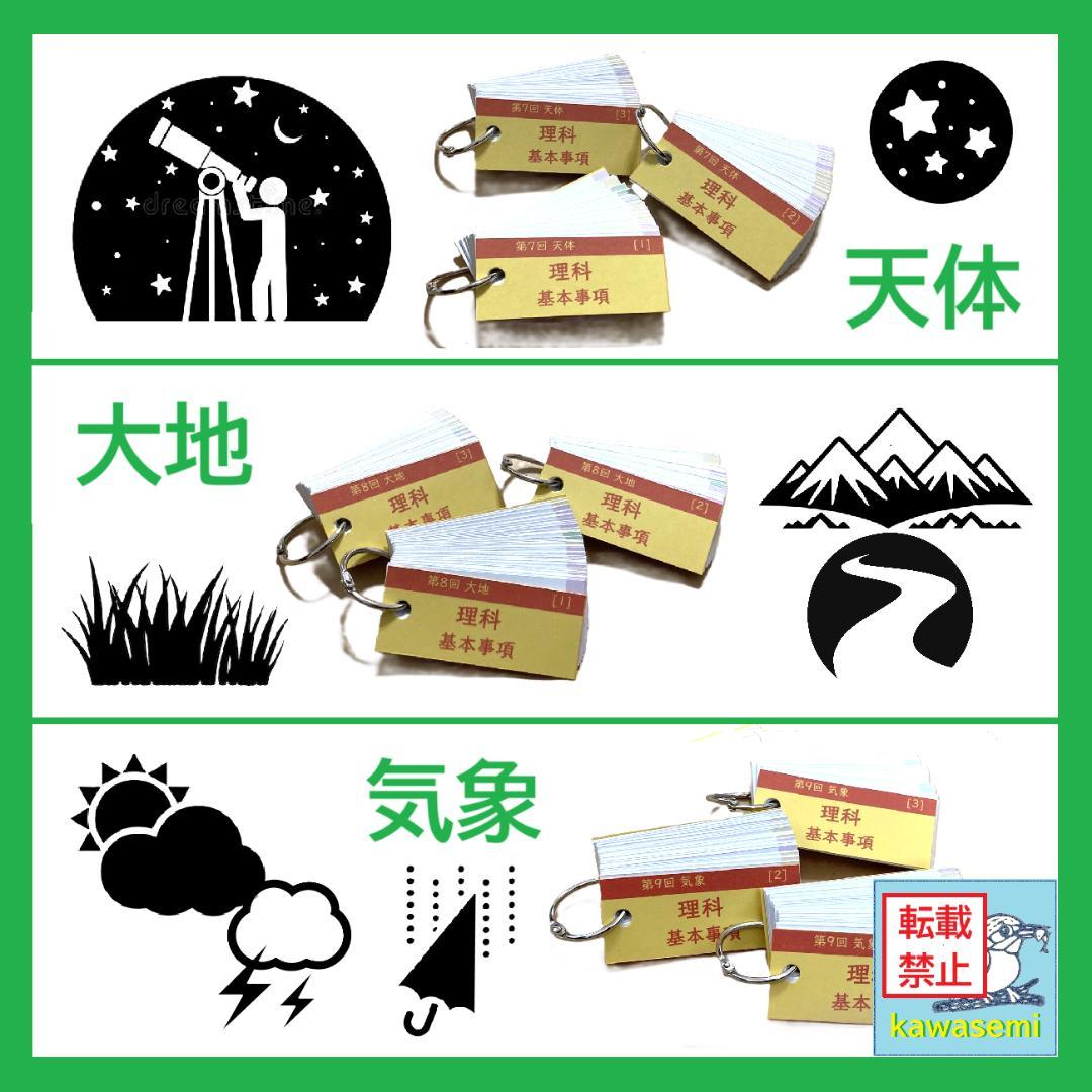 カット済 【中学受験】理科の基本事項 知識編 理科 暗記カード フルセットb