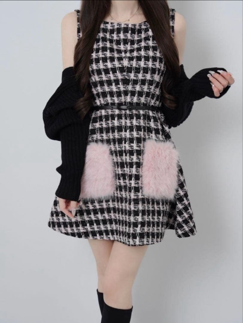 ワンピース Lumignon Tweed pocket fur dress