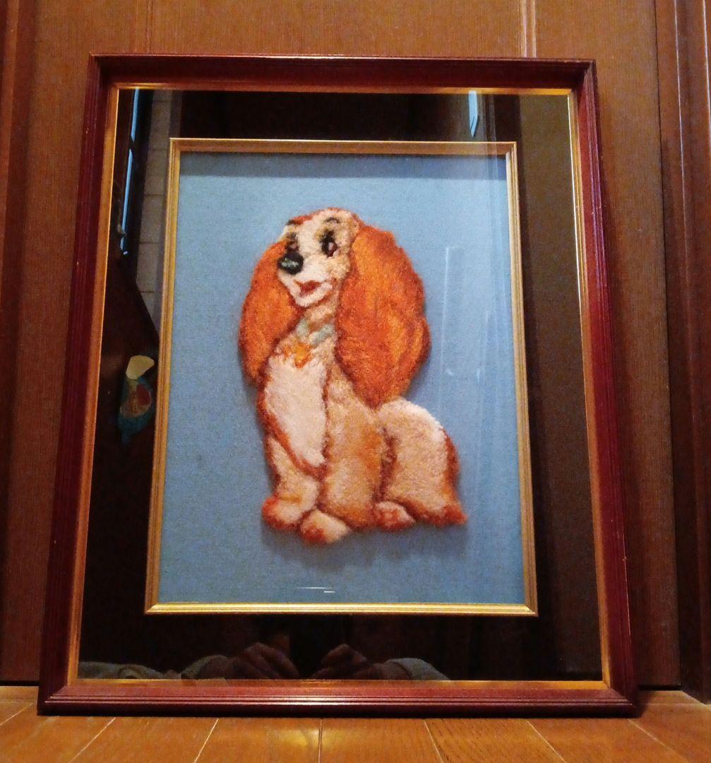 [レトロ]ディズニーわんわん物語レディ　刺繍絵画