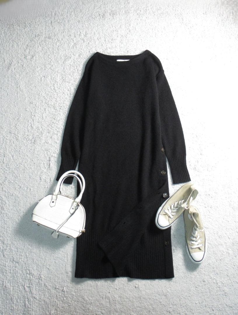 未使用 ナノユニバース ウールフォックス サイドボタン ニットワンピース 38