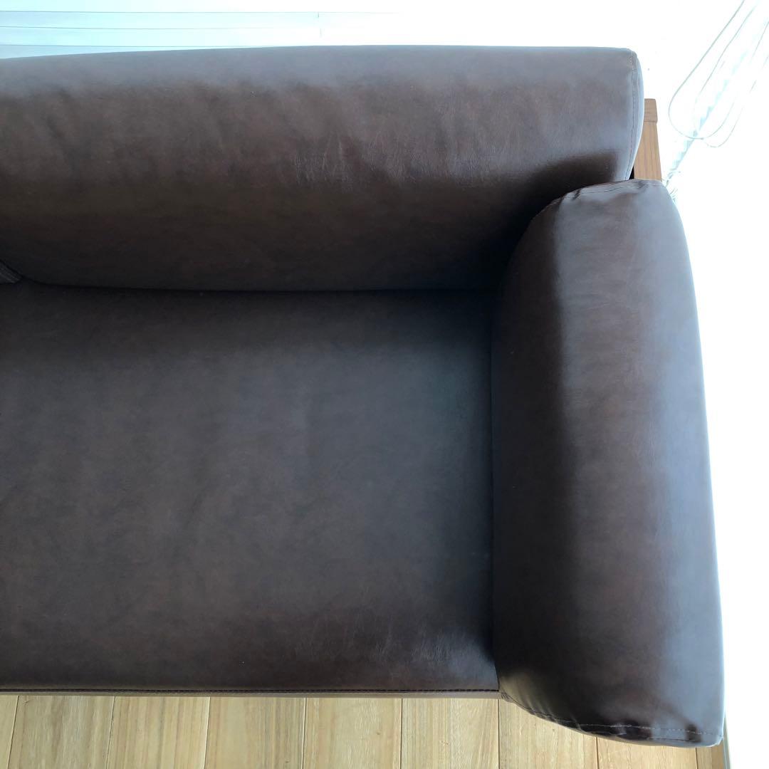 unico ブラウン 2人掛けソファ　ユニコ　合皮　レザーソファー