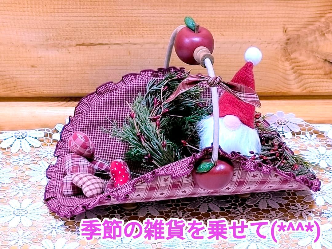 ⭐️アメリカンカントリー雑貨♥サンタさんからの贈り物★ෆまん丸りんごෆバスケット
