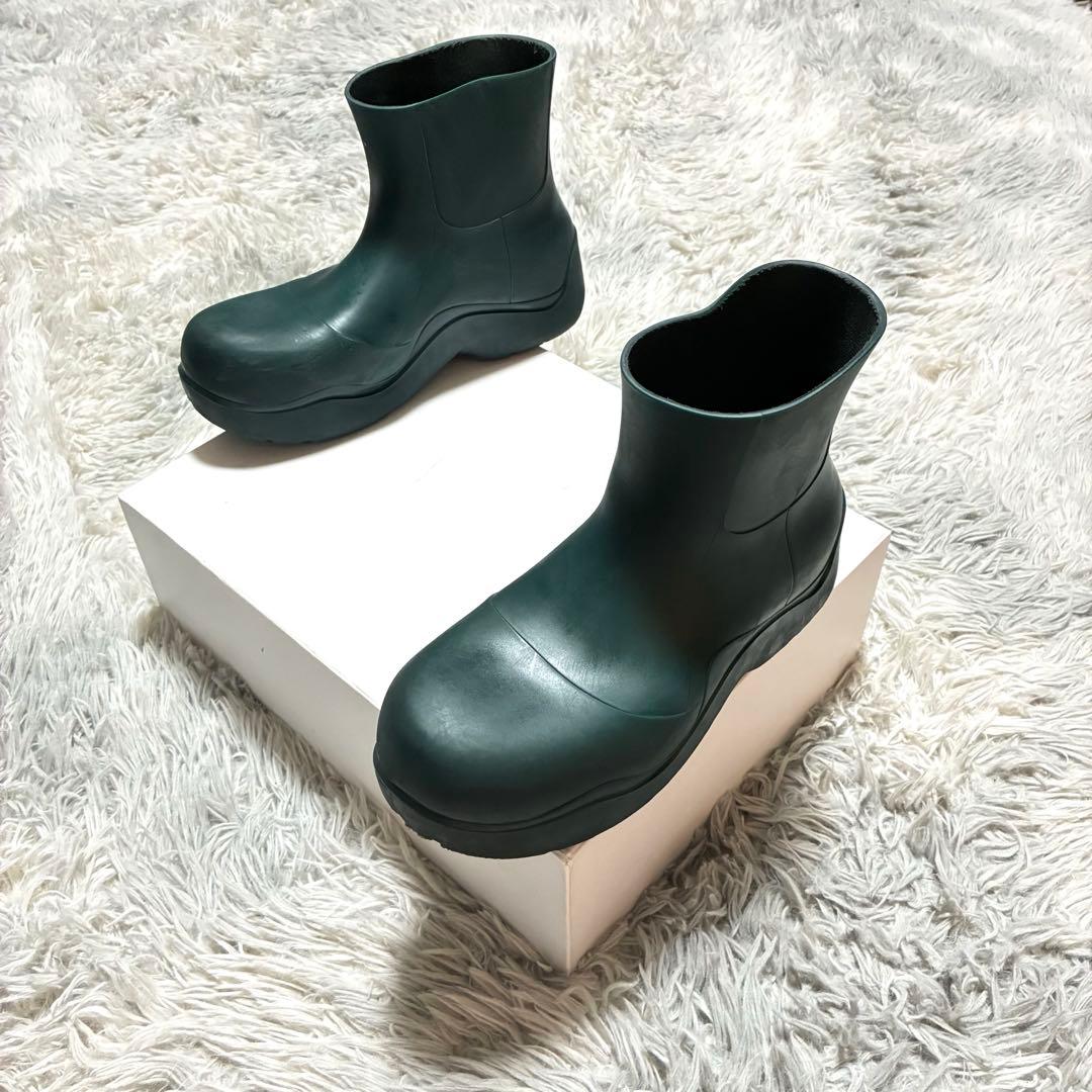 【良品】BOTTEGA VENETA パドルブーツ 38 イタリア製 グリーン