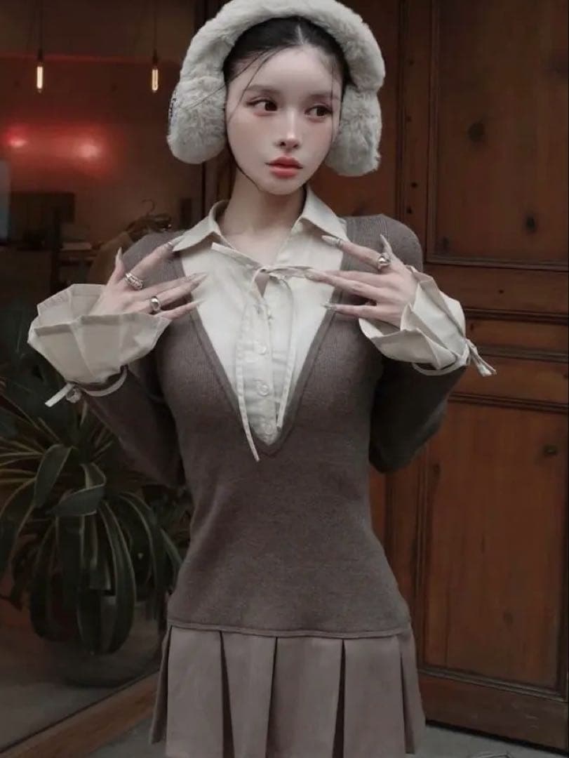 シャツドッキングプリーツミニワンピース MOC ダーリッチ darich