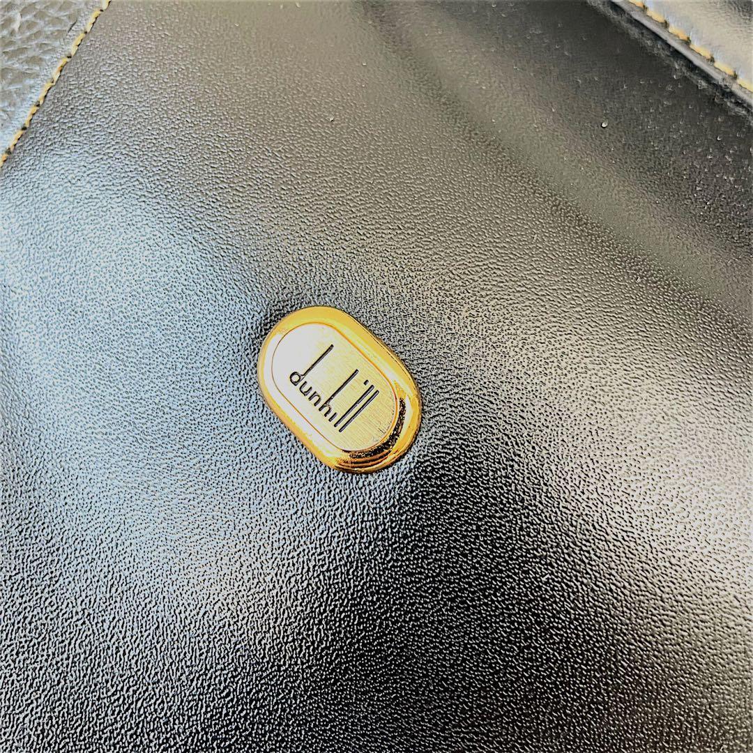 【大容量】dunhill ダンヒル　ボストンバッグ　2way シボ革　黒　金ロゴ