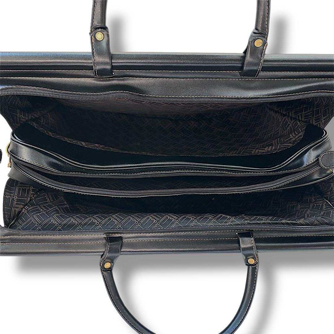 【大容量】dunhill ダンヒル　ボストンバッグ　2way シボ革　黒　金ロゴ