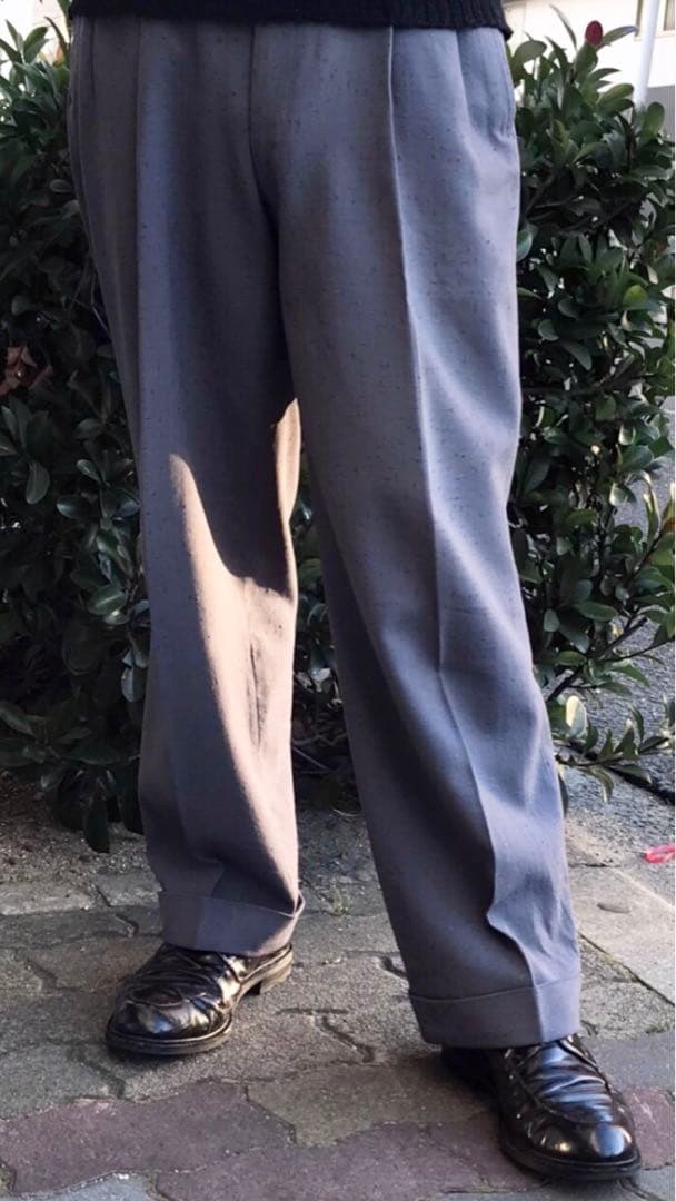 50s スペシャル 絣柄 レーヨン ギャバジン スラックス グレー 藤鼠