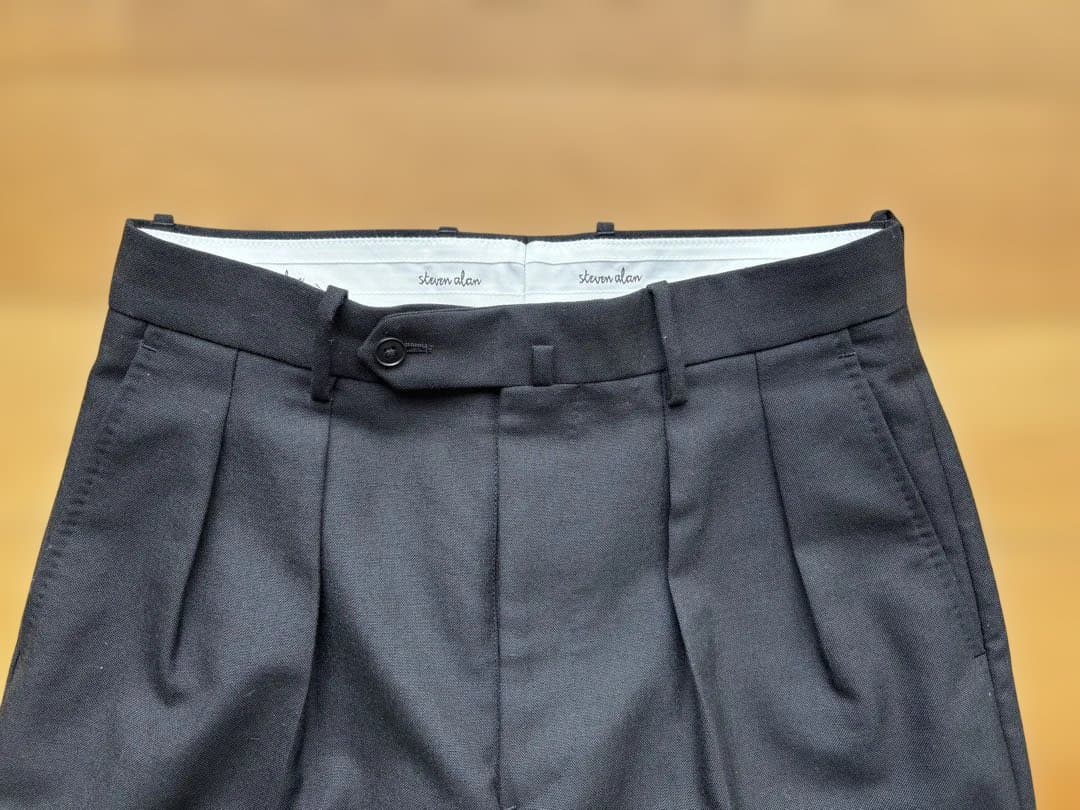 Steven Alanウール オックスフォード ツープリーツ ドレストラウザーズ