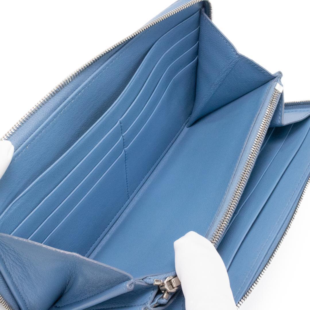 本物 セリーヌ 長財布 ファスナー メンズ レディース パイソン 水色 ブルー