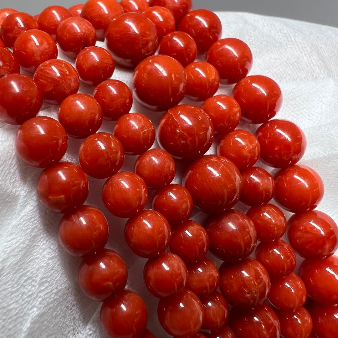 14K 刻印　本血赤珊瑚大玉　ネックレス　63.5g 東K8-0206☆2F