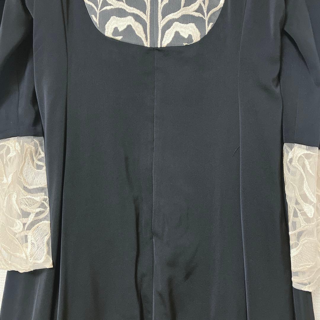 美品　人気　エトル　バック刺繍フレアドレス　パーティー　オケージョン　M