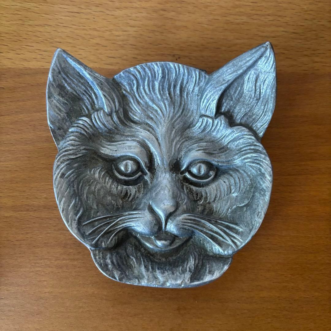 猫顔トレイ シルバー Vide poche フランスヴィンテージ